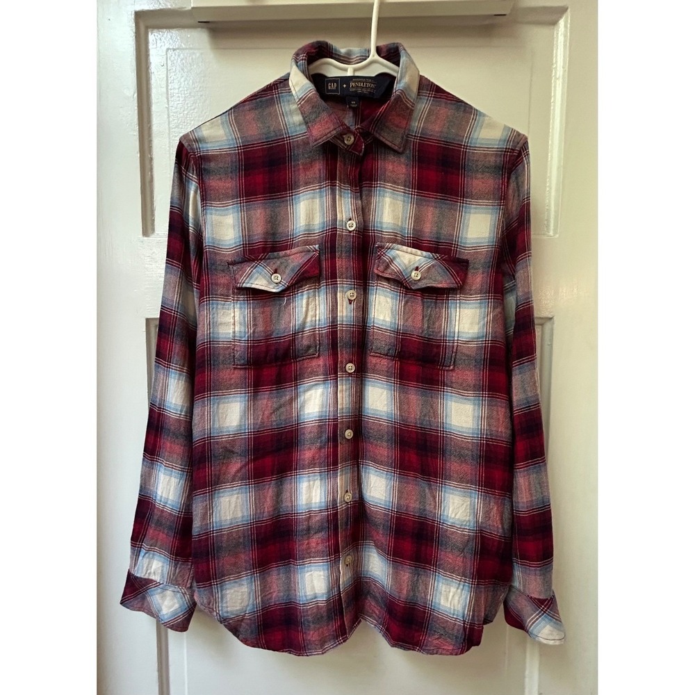 Gap x Pendleton Plaid Long Sleeve Button Down Shirt Burgundy XS